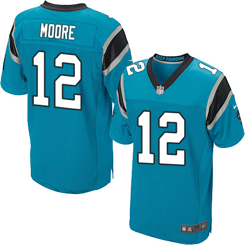 Nike Panthers #12 DJ Moore Blue Alternate Men's Stitched NFL Elite Jersey - Click Image to Close